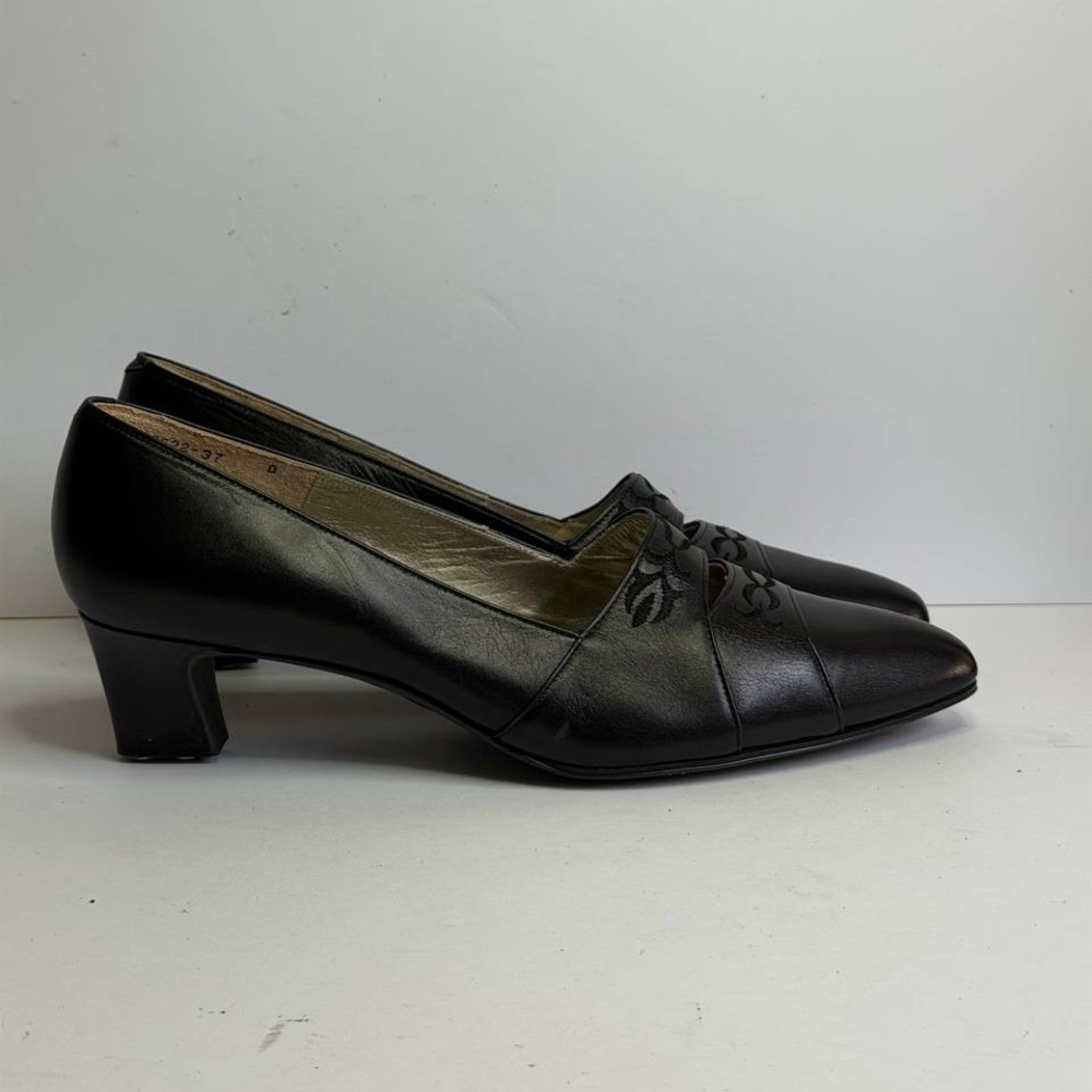 Miss Chloe Vintage Black Leather Pumps Size 37